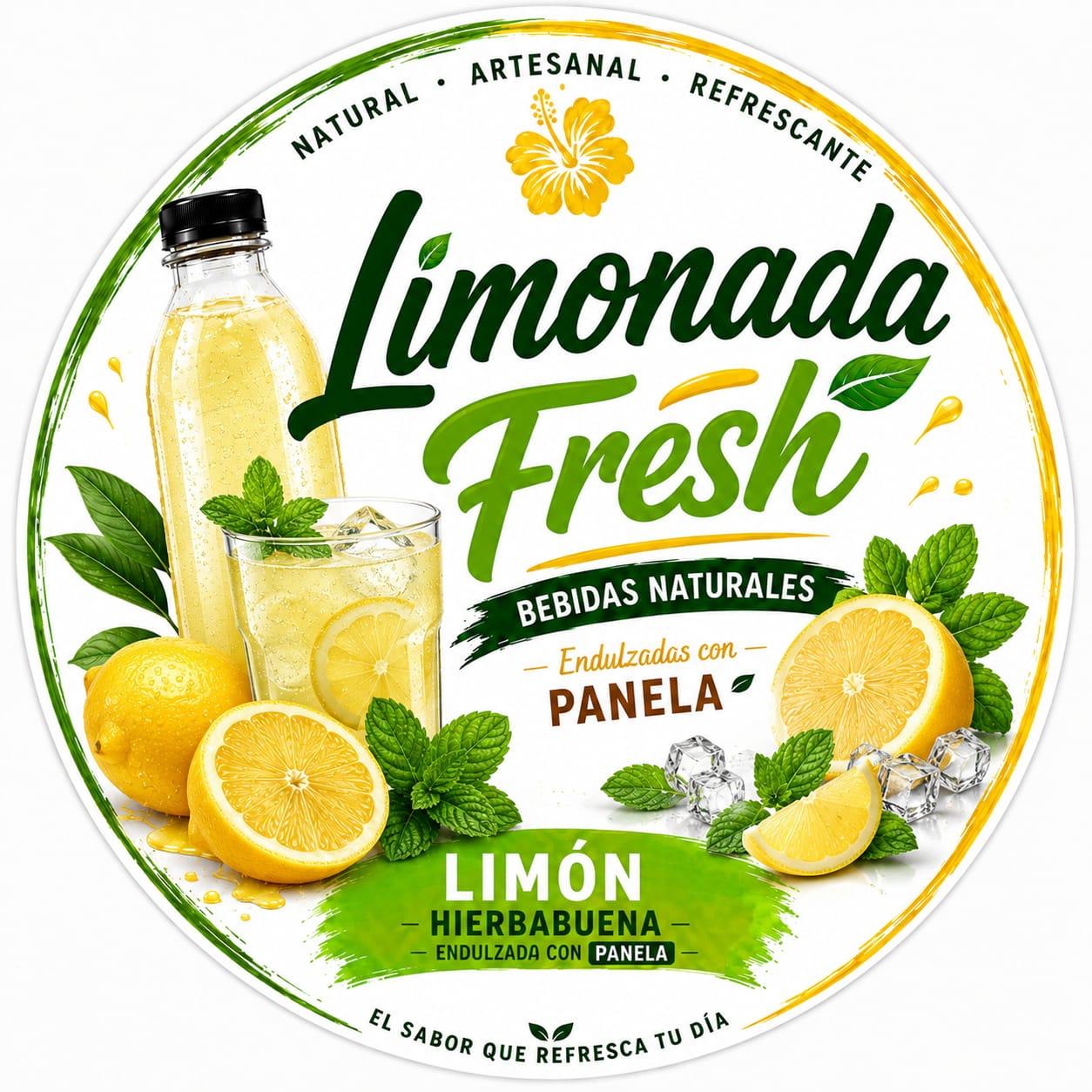 Etiqueta de Limonada Fresh: limón y hierbabuena endulzada con panela